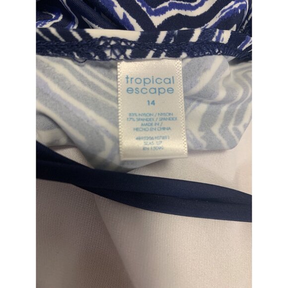NWT Tropical Escape Dimond Ruffle One Piece Swimsuit Size 14 - Picture 4 of 7